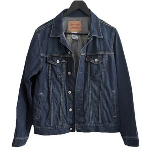 Levi's Original Denim Trucker Jacket Dark Wash Blue Cotton Iconic Classic Men XL